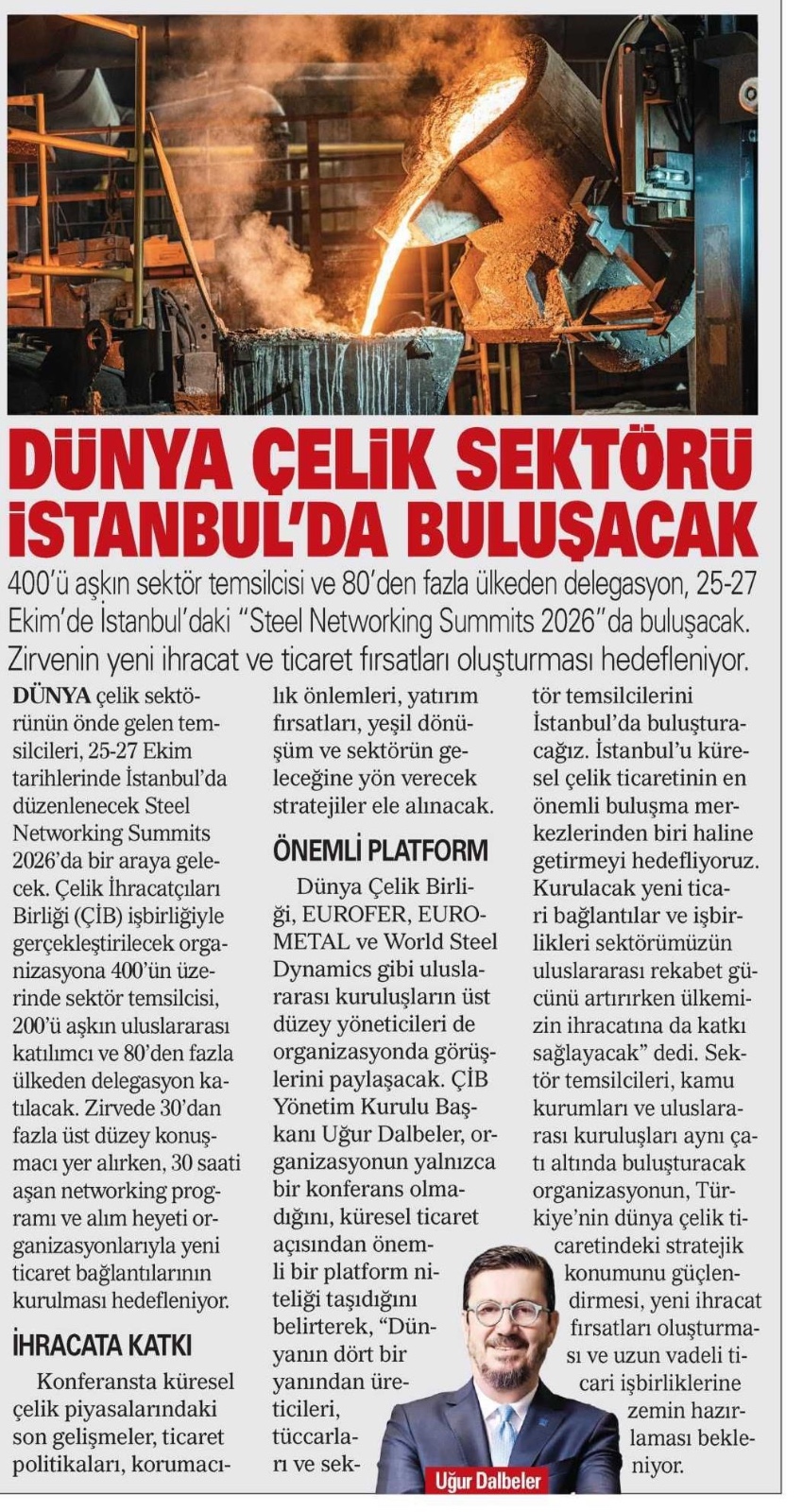 Dünya Çelik Sektörü İstanbul'da Buluşacak