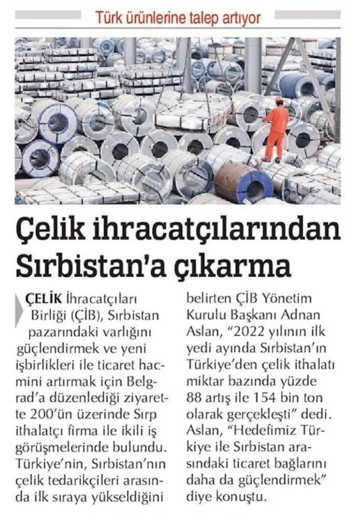 Çelik İhracatçılarından Sırbistan'a Çıkarma